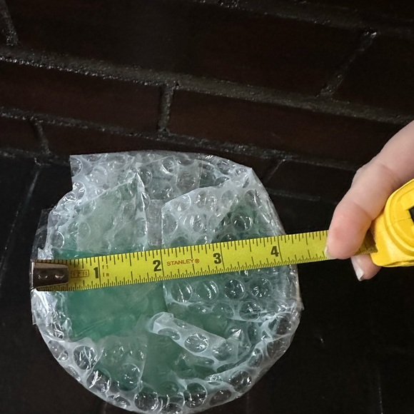 8” Iridescent glass mosaic teal flickering flameless candle - Picture 7 of 7